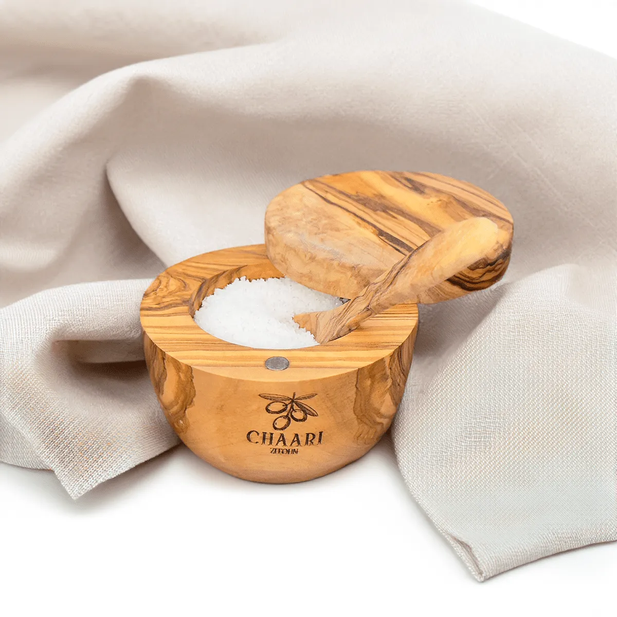 Olivenholz-Gewürzdose mit Magnetverschluss - 200 ml