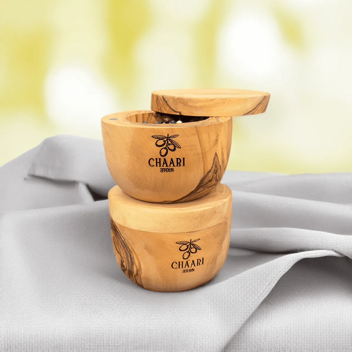 Olivenholz-Gewürzdose mit Magnetverschluss - 200 ml