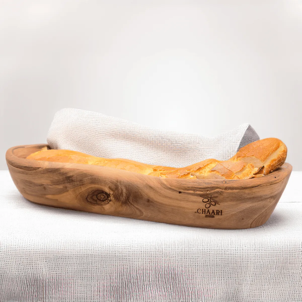 Längliche Olivenholz-Brotschale - 40-43 cm