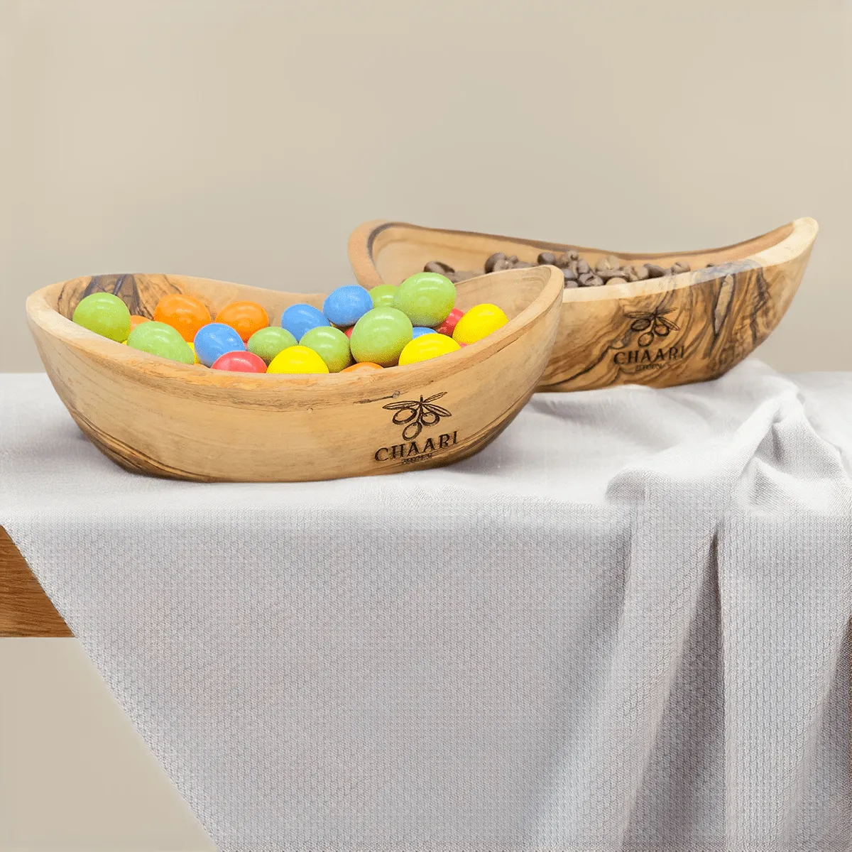 Kleine Olivenholz-Snackschale, 14-16 cm