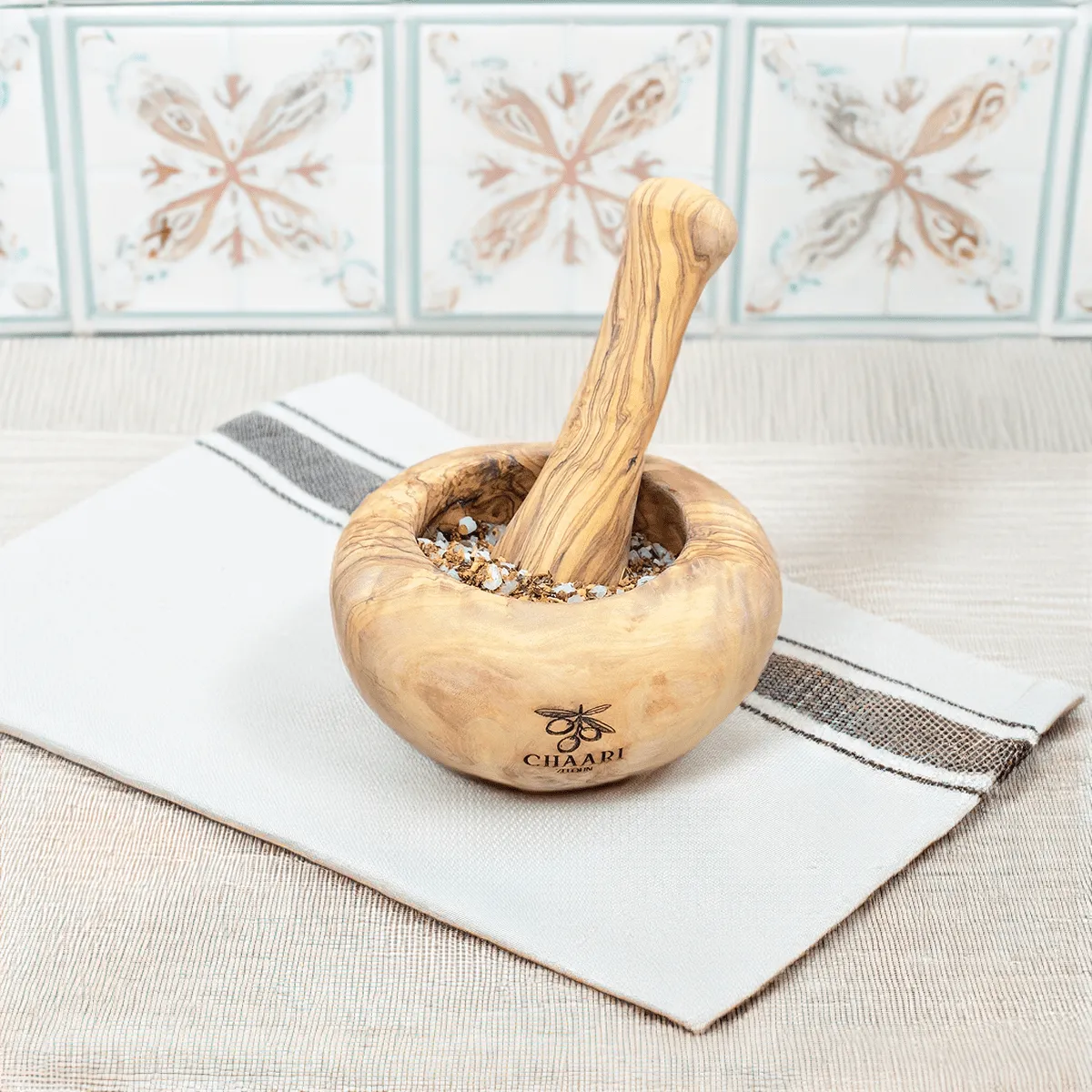 Mörser und Stößel aus Olivenholz - Handgefertigt | 12cm & 14cm