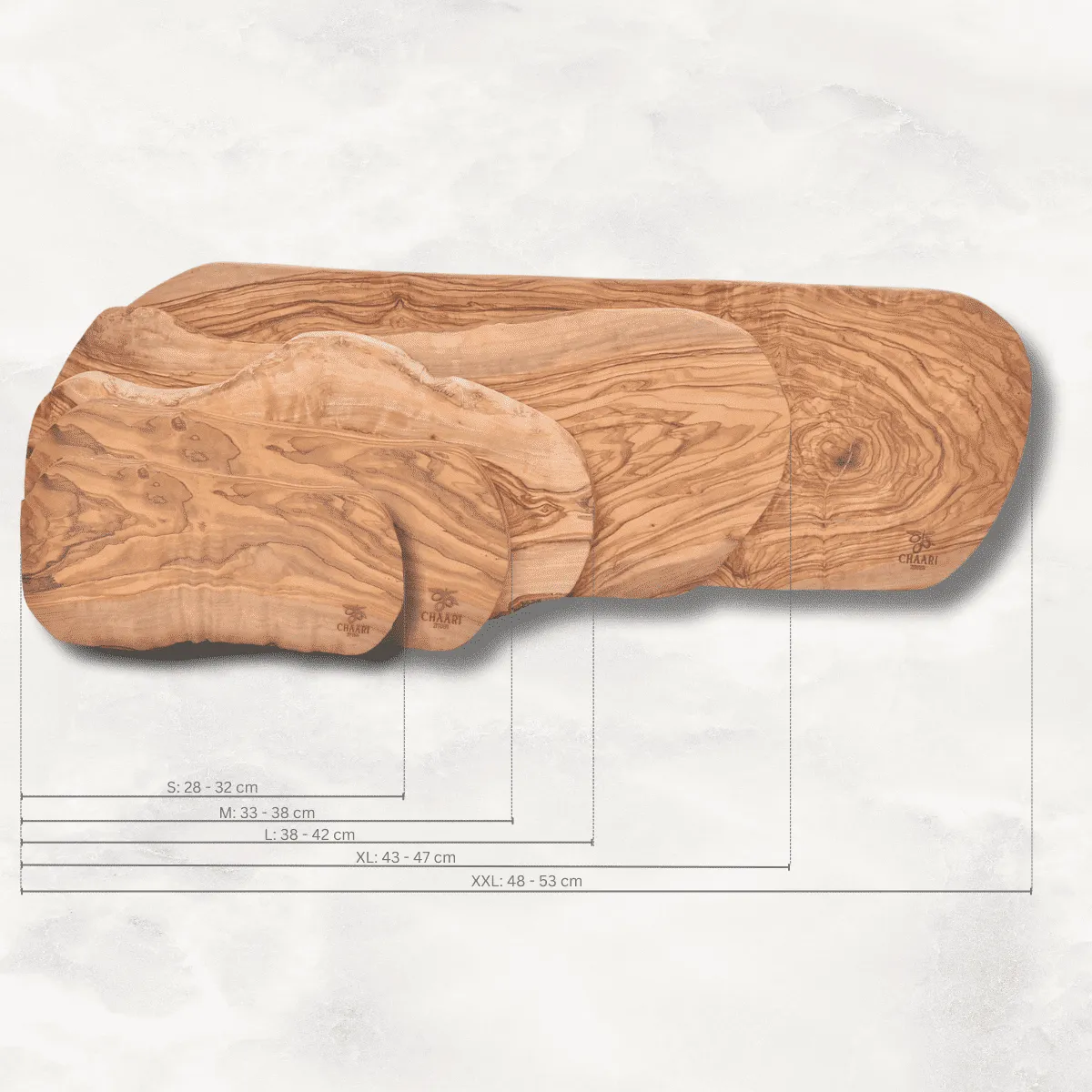 Schneidebrett aus 100% Olivenholz | Käsebrett Naturform | 30 - 50 cm